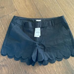 NWT size 8 black scalloped hem j crew shorts
